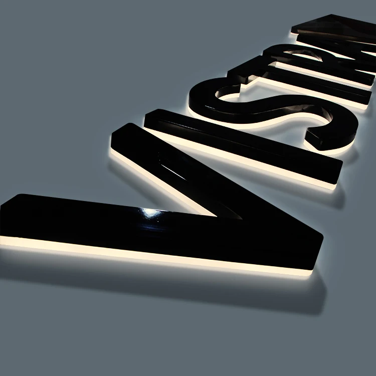 3d Black Light Letters DIY Backlit Stainless Steel Signage Letter LED