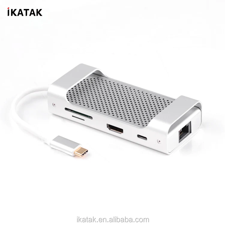 2019 New Arrivals Sink Heat Design 7 in 1 Adapter HDMI RJ45 USB3.0 TF SD card Reader USB Type-C Hub
