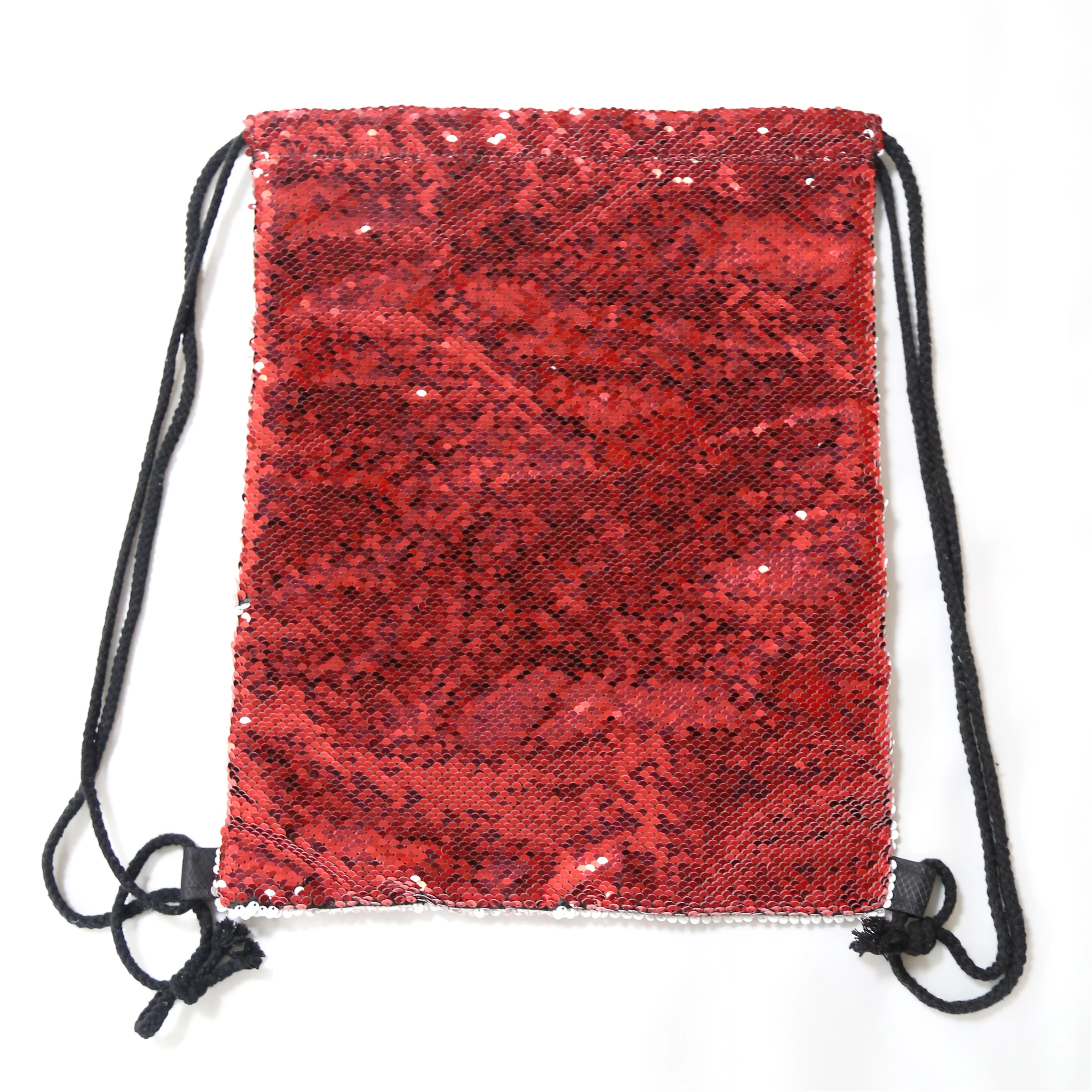 

2019 Fashion Bling Magical Outdoor Sequin Sublimation DrawString Bag, Red