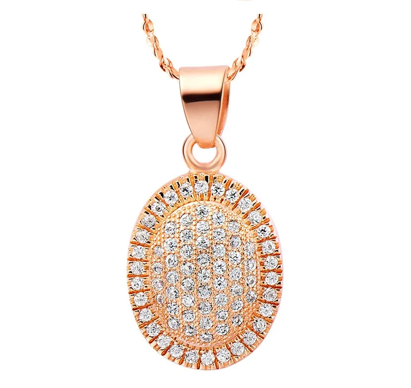 

Factory wholesale pendant necklace plating rose gold Round shape 18inch rose gold Snake chains