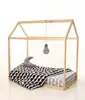 kids children wooden house bed frame natural white pink gray black