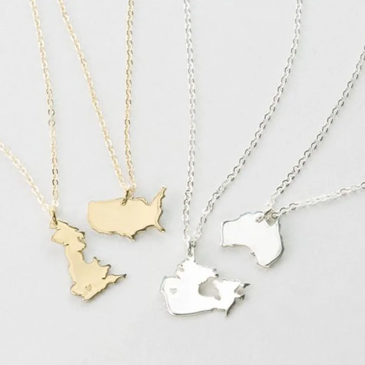 

Stainless Steel Charm State Necklace,Country Map Pendant Dainty Necklace, Steel,gold,rose gold(also accept customized)
