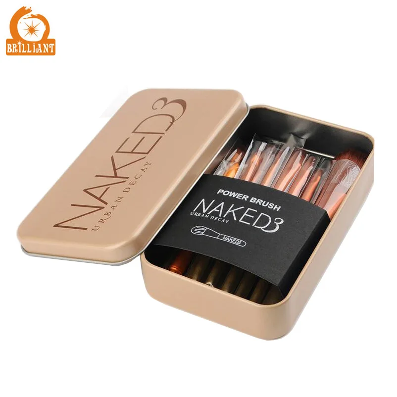 
Empty rectangular cosmetics brush metal tin box for makeup kit 