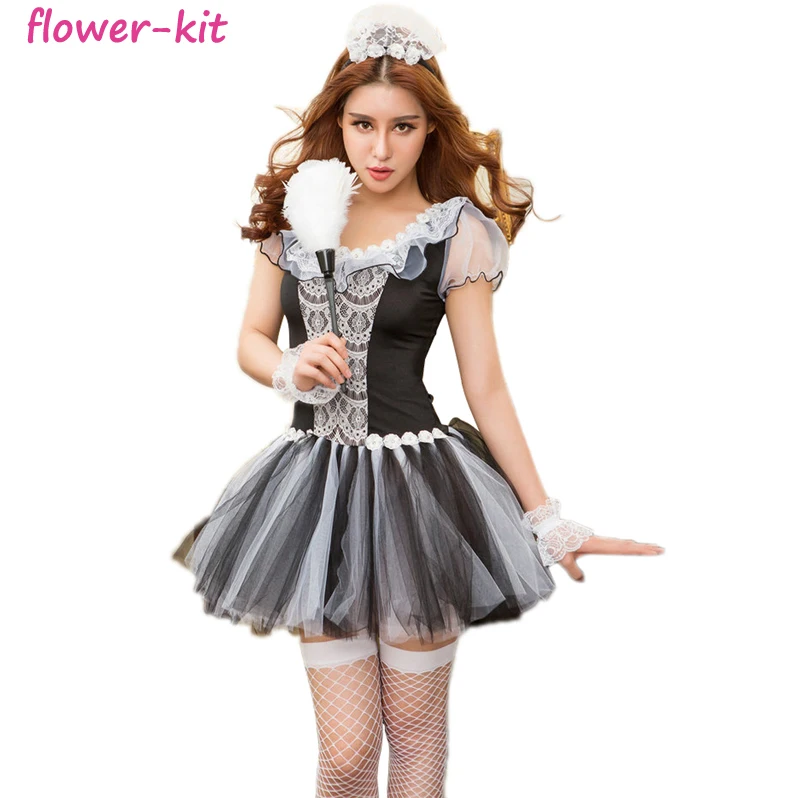 

Free shipping french maid dress cosplay sexy underwear halloween costume dress, As shown