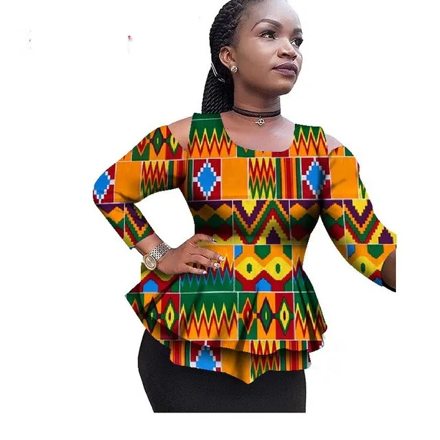 

2019 New Dashiki African Women Clothing Bazin Riche Fashion Elegant O-Neck Crop Top Shirts Ankara African Clothing WY2100, Colors