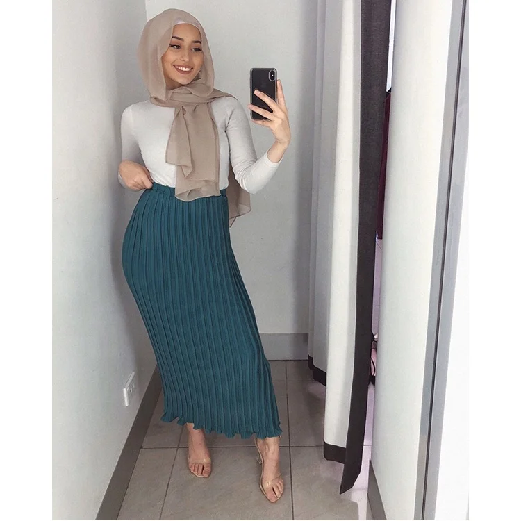 

Fashion Women's Pleated Skirt Chiffon Long Skirt Long Princess Elegant Modest Muslim Skirt