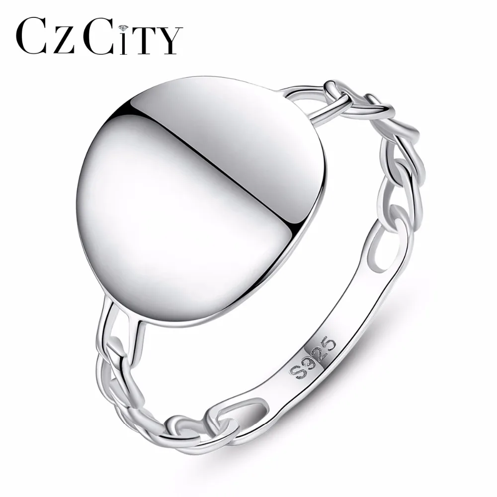 

CZCITY Wholesale Thin Circle Piece Engagement Ring With 925 Sterling Silver Ring Size 6-9 Silver Jewelry For Girls Daily-life