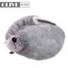 China supply wholesale 3D animal head comfortable breathable soft pet dog couch cushion round cover cute grey pet bed