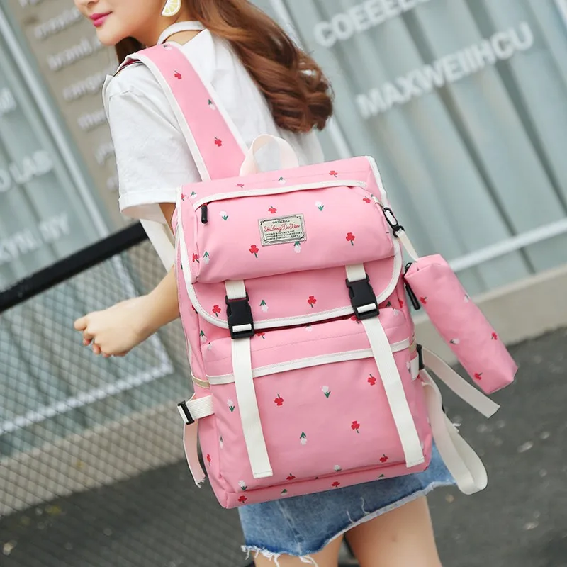 

Promotion wholesale custom stock canvas students school backpack 4 pieces set bags kids bag