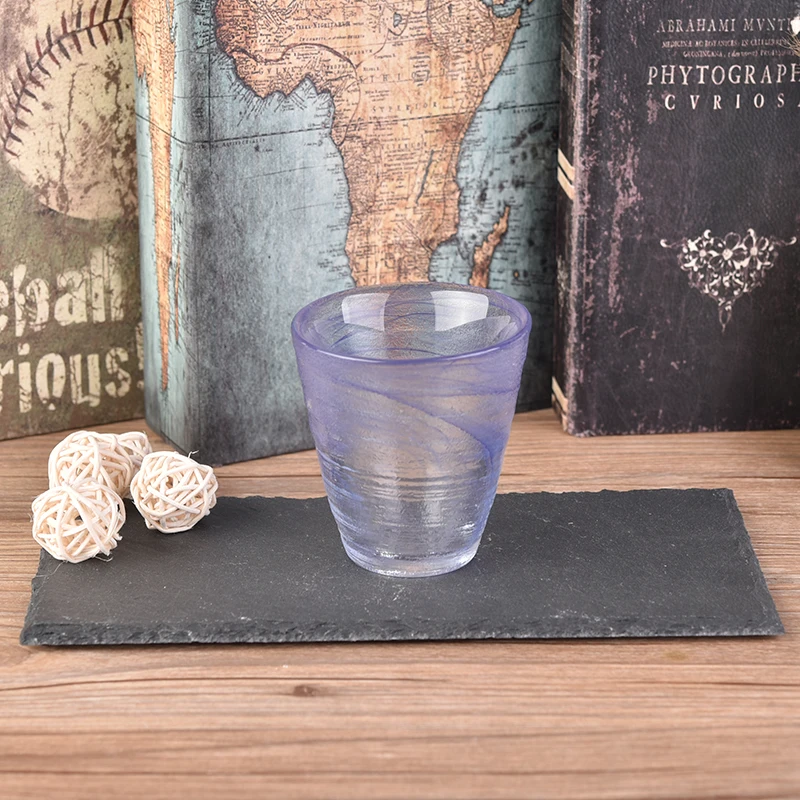 Wholesales silked blue matte glass candle holders home decoration