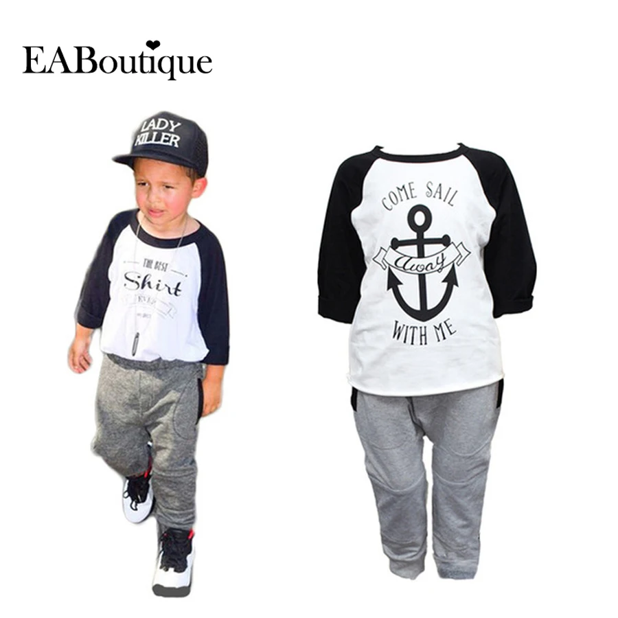 

boys clothing Winter boys clothes sports suit fashion letter print cotton baby boy clothing set kids tracksuit, Pic