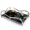 Modern Luxury Marble Serving Decorative Table Tray Manufacturer Black Metal Base Gold Silver and Rose Color Fashion Design