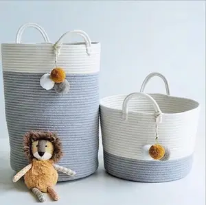 Image of Fashionable Knitting Storage Bag for Dirty Clothes Landuary Basket Living Room Decoration