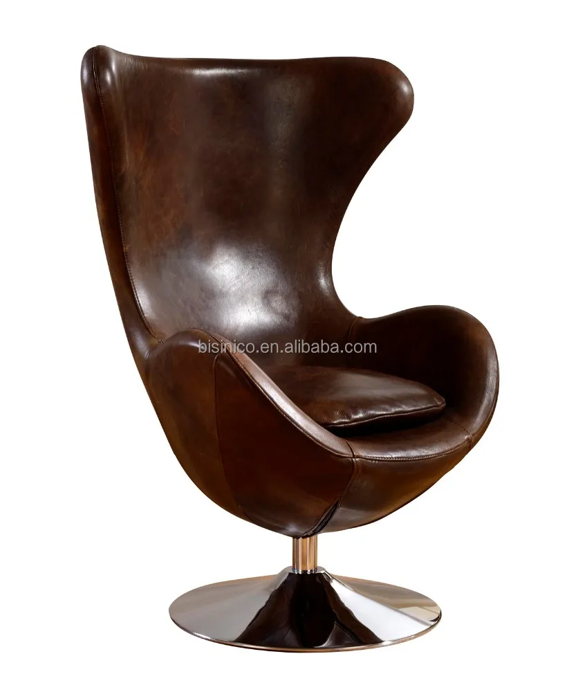 American Replica Leather Egg Chair Brown Leather Egg Shell Chair