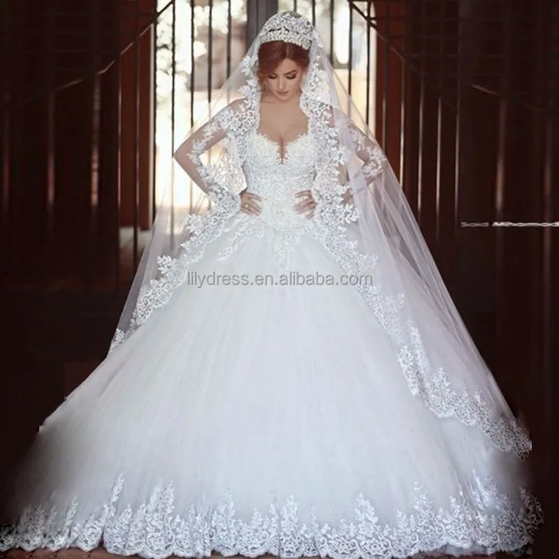

Customized Puffy Ball Gown Long Sleeves Brides Dress Wedding Gowns HT38 Aliexpress Wedding Dresses