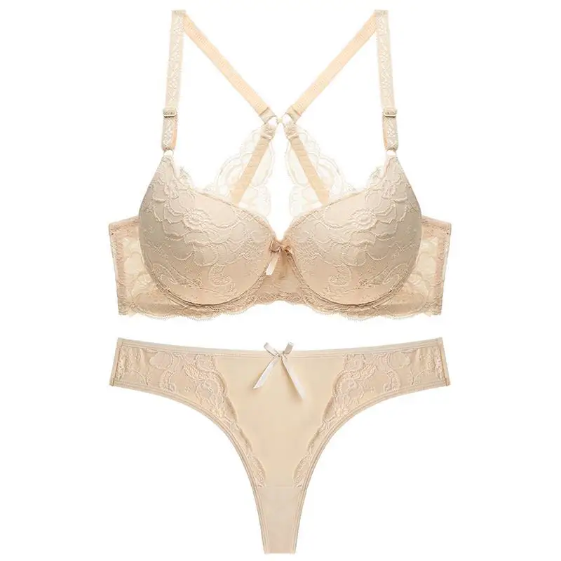 

Sexy and beautiful back bra set in Europe and America, White;beige;red;blue;black;camel;rose