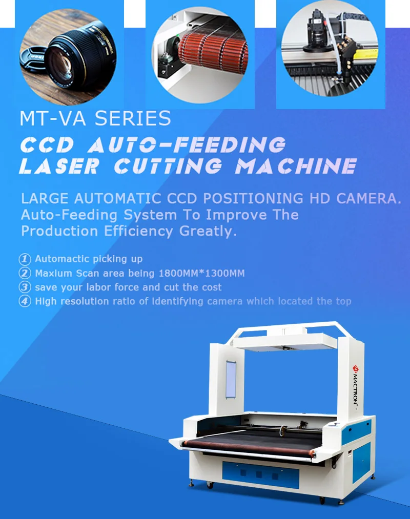 Big Scan Field Textil Cutter Automatic Fabric Co2 Ccd Camera Laser