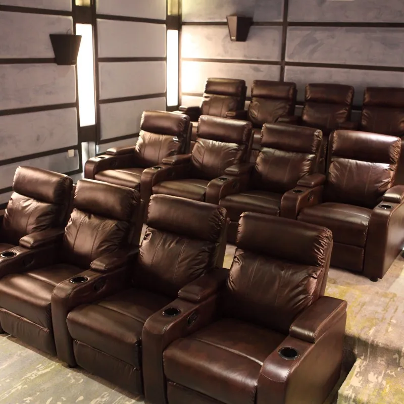Genuine Leather Theater Chairs,Electric Recliner Cinema Seat,Home