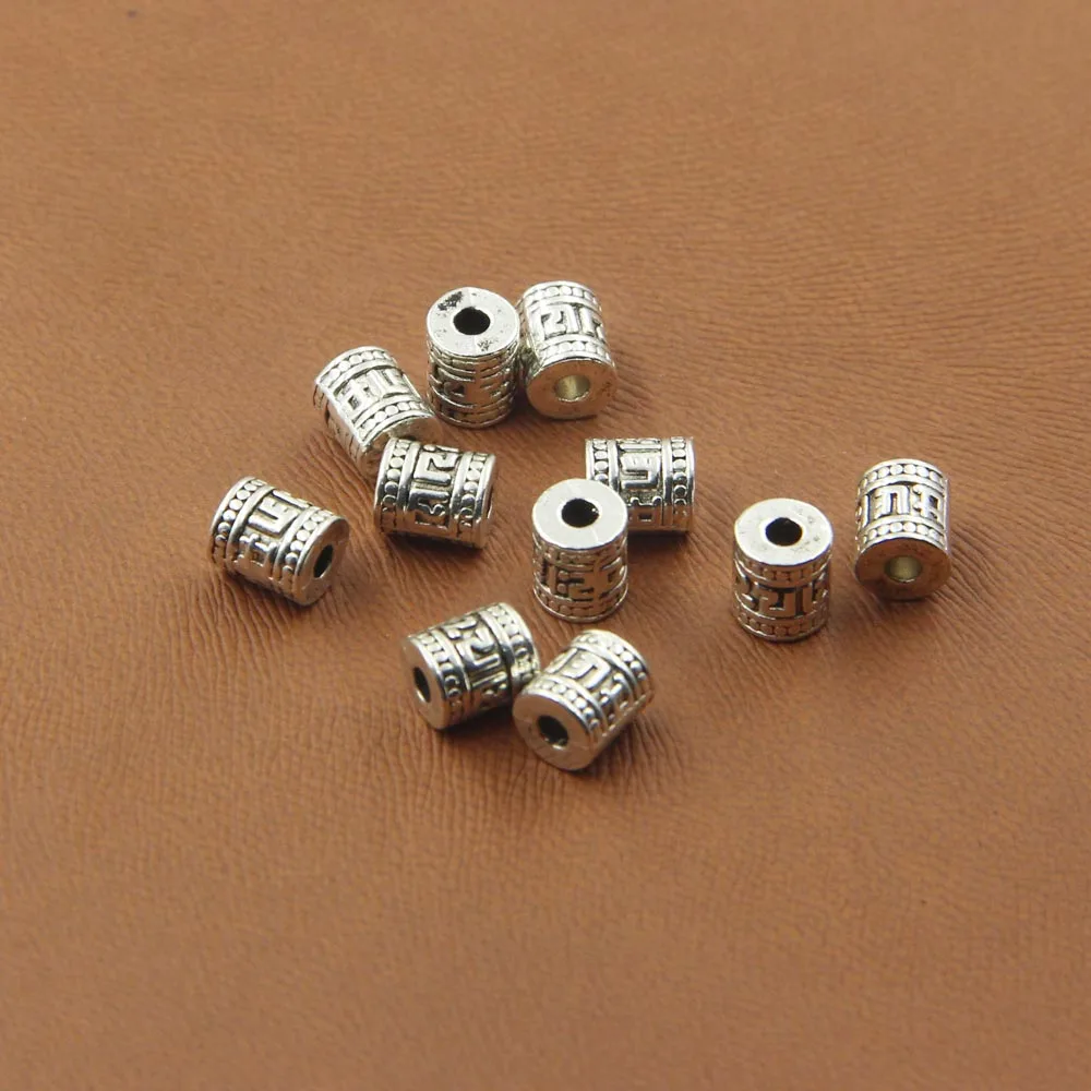 

Vintage Buddhist Mantra Beads,Tibetan Silver Barrel Mantra Spacer Nepal Beads Diy Jewelry Making Accessories Hole Size 2mm