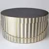 Custom Cardboard paper round hat box black &white vertical strip box wholesale for gift