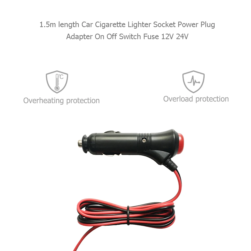 12 Volt Car Cigarette Lighter Adapter Plug With On Off Switch To Open