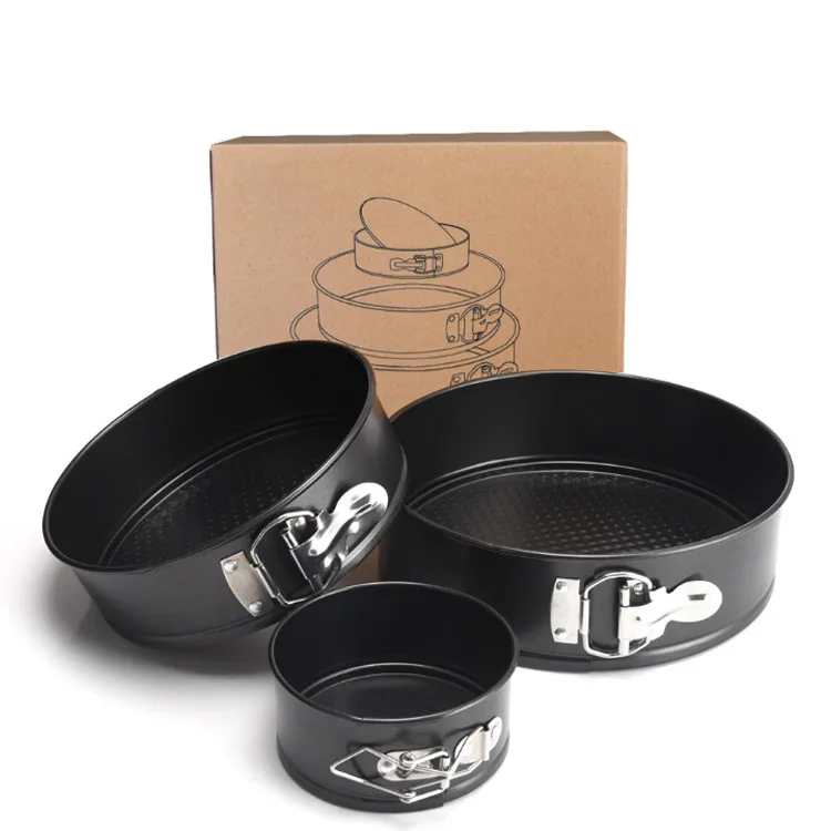

Four-inch, Seven-inch, Nine-inch Three-piece baking tray movable bottom button die FDA non-stick coated cake tray Cake Pan, Black