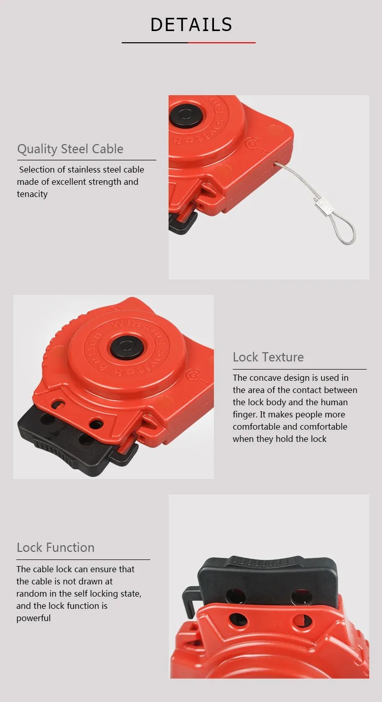 BOSHI Adjustable Steel Cable Wire Shackle Safety Padlock