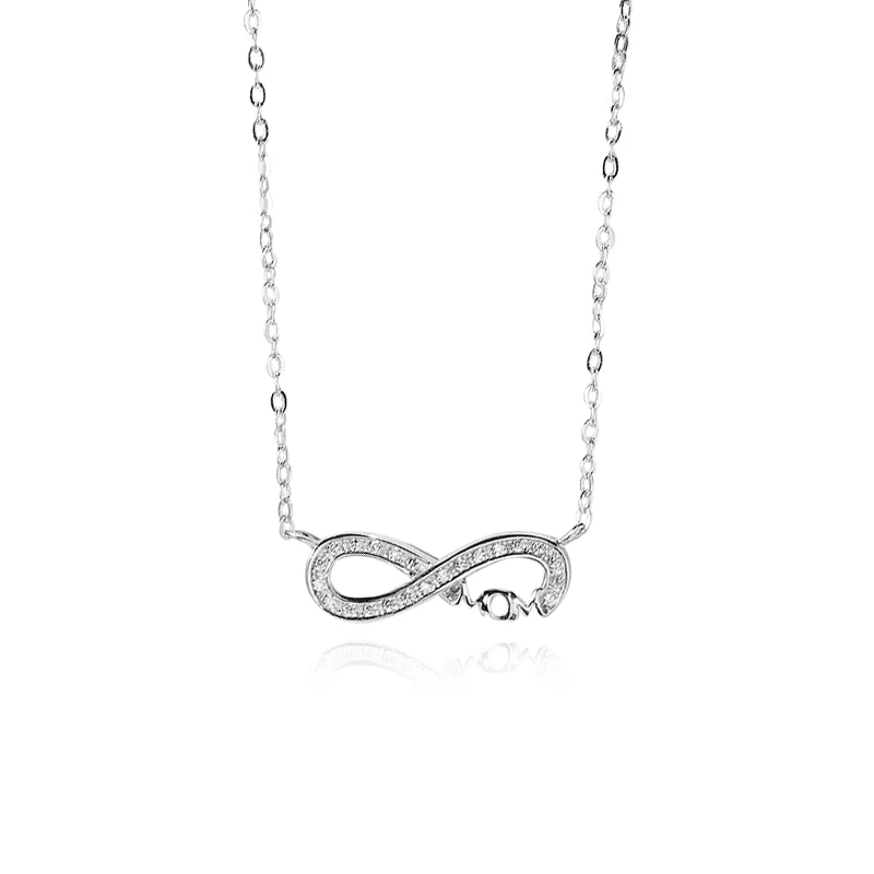 

Trendy Wholesale Holiday Gift Fine Jewelry 925 Sterling Silver 8 Shape Infinity Zircon Pendant Necklace