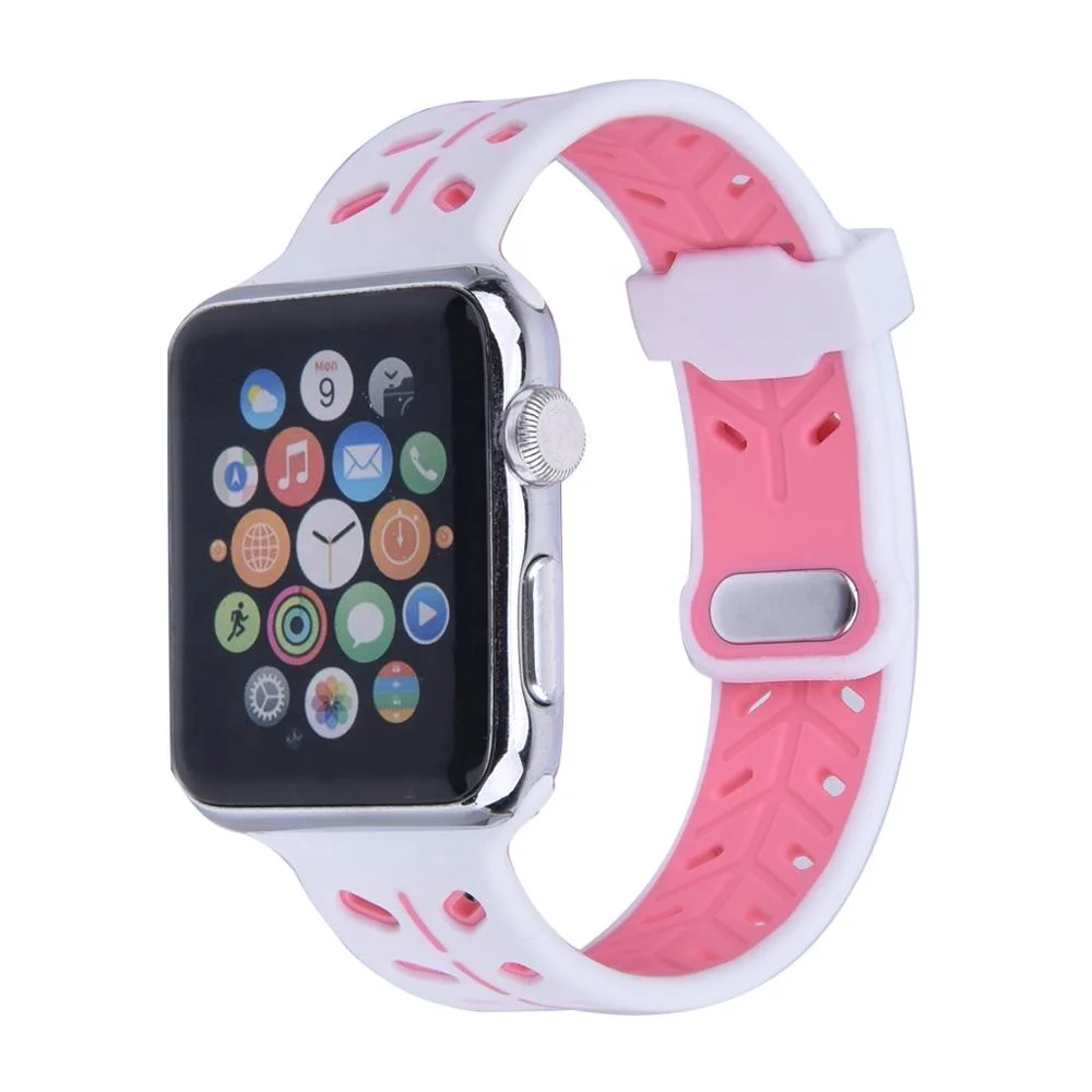 

Hot Sale easy wearing sport silicone watch band for apple watch series 4 38mm 40mm, Various colors for you choose