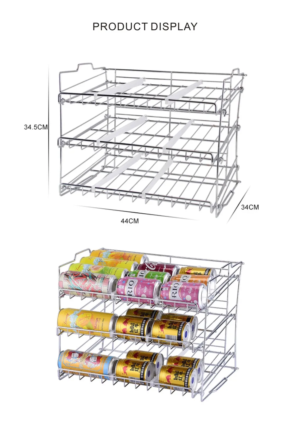 Fengyue Chrome Canned Food Display Rack,Stackable Can Rack Organizer