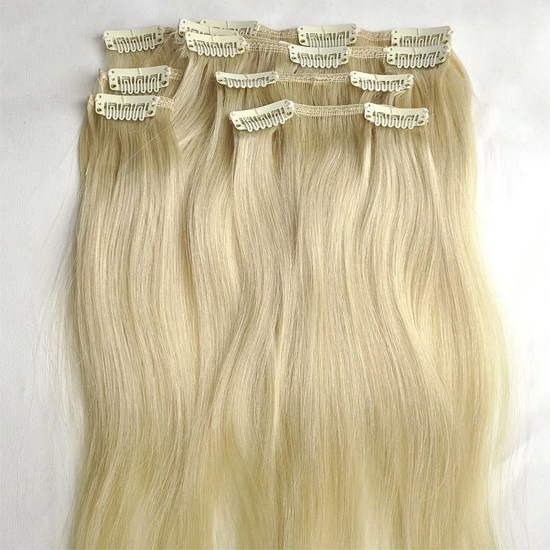 

wholesale 100% human hair colored virgin remy clip in hair extension