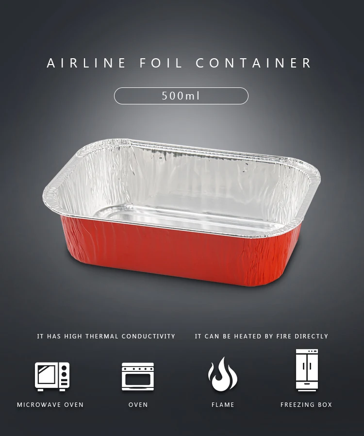 Disposable Color Coated Aluminum Foil Aviation Food Container