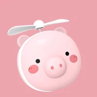 

Dropshipping Pink pig beauty mirror portable small fan pig USB charging mini handheld led fill light makeup mirror