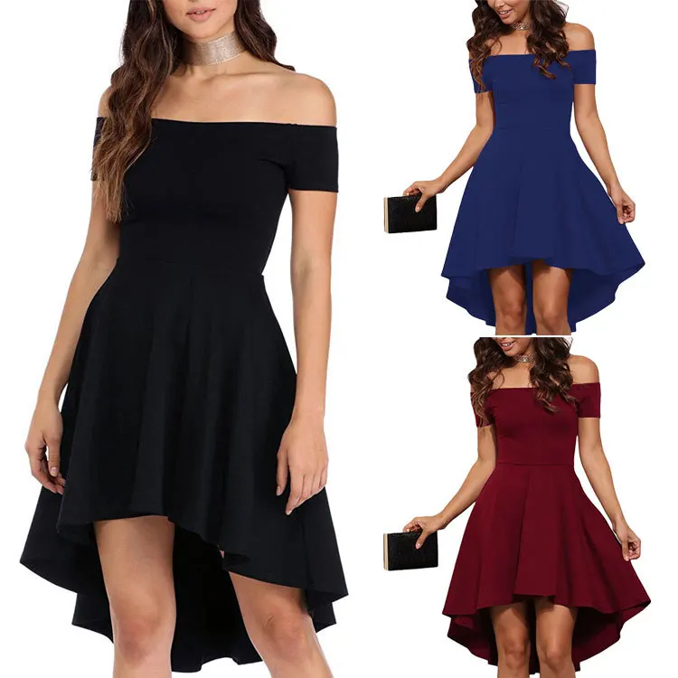 

2018 off shoulder fashion design dress, Burgundy, blue, black