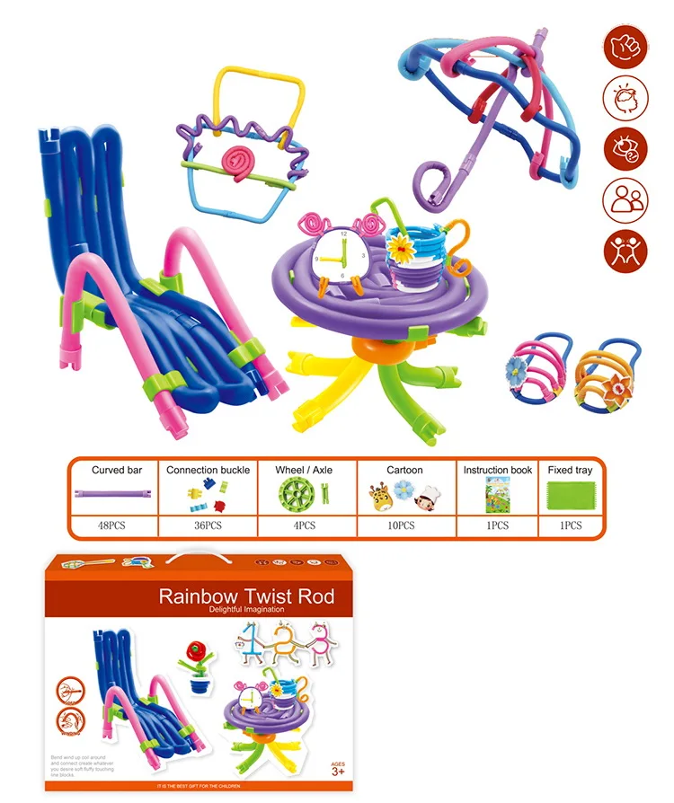 Educational Toys For Kids Safety Curved Bar Diy Colorful Bendable