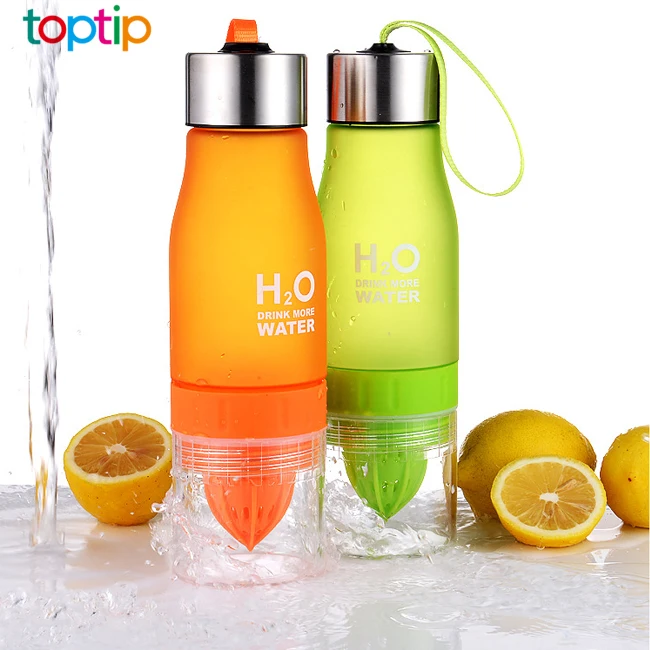 

water bottle fruit infuser, plastic H2O lemon water bottle, 650ml bottle, Any color