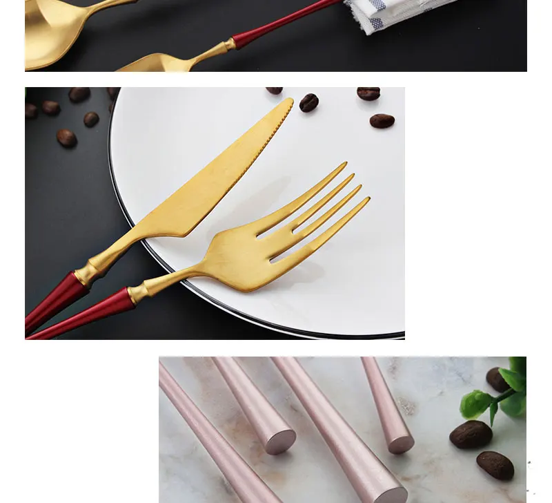Royal Wedding Luxury Gold Plated Cutlery Set Cubiertos Stainless Steel