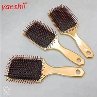 

Yaeshii UV Electroplate Plastic Hair Brush Gold Hairbrush Massage Comb Anti-static Hair Scalp Paddle Brush with Hole