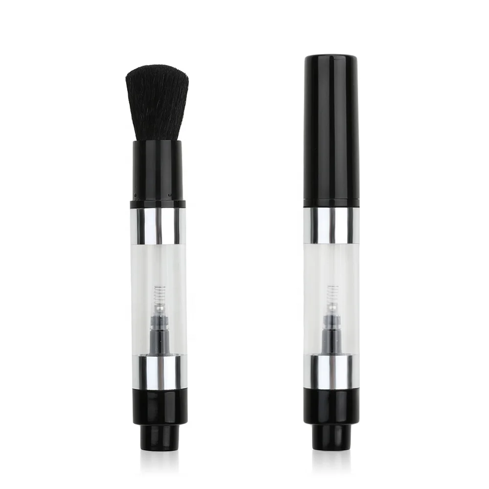 custom logo premium private label single black small make up brushes vegan refillable powder dispensing pump powder brush