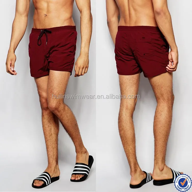 mens burgundy swim shorts