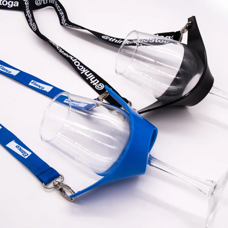 Custom Wine Glass Strap Lanyard Beer Festival Neck Lanyard With Double