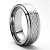 Personalized Mens Brushed Laser Engraved Celtic Knot Pattern Tungsten Carbide Ring