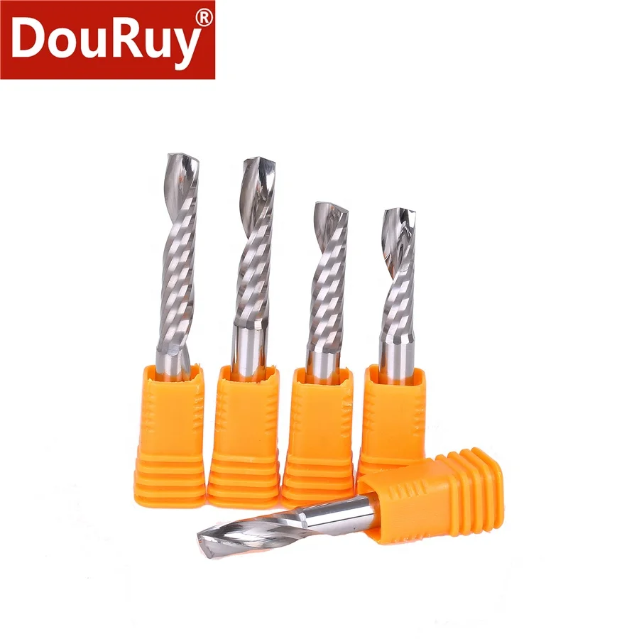 

DouRuy 4mm/6mm/8mm one Flute Spiral Cutter router bit CNC end mill milling cutter tungsten steel router bits