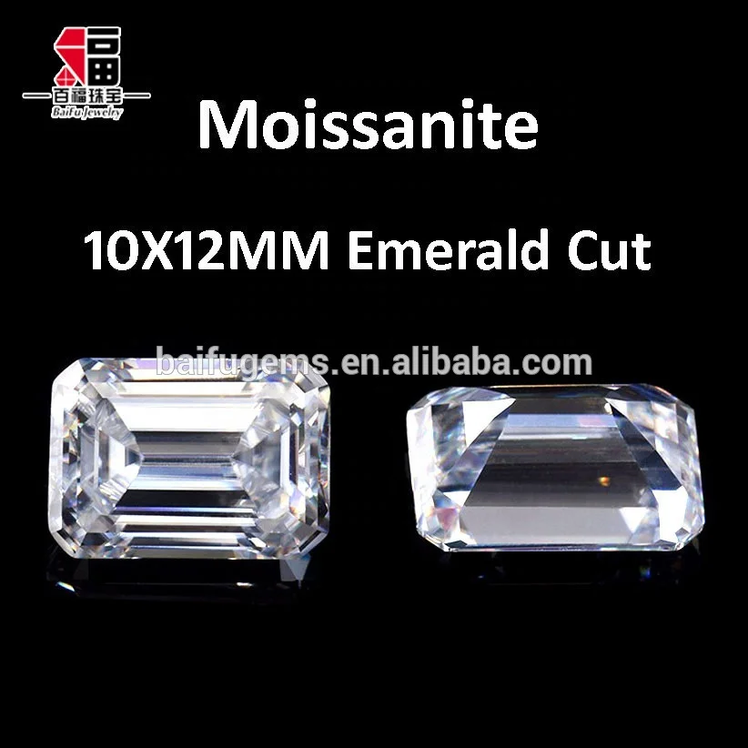 Customized size High Purity D E F white 12X10mm lab grown emerald cut moissanite prices for pendant