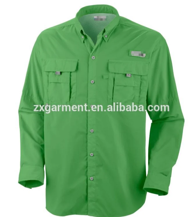 Custom Polyester Fishing Shirt Dry Fit Mens Long Sleeve Shirt Vented 