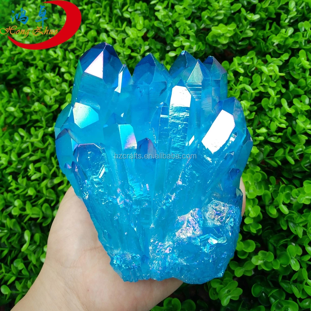 

Dark Blue Aqua Aura Crystal Quartz Cluster Sparkly Raw cluster crystal quartz