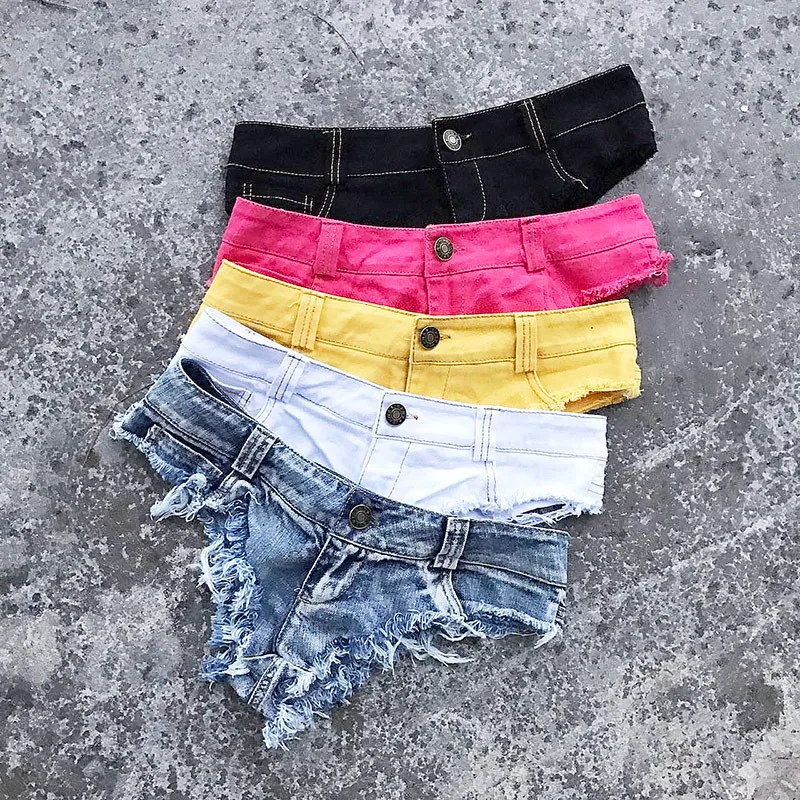 New Ultra Short Mini Low Waist Women Jeans Shorts Sexy Fashion Tight Jeans Beach Casual Pants 7027