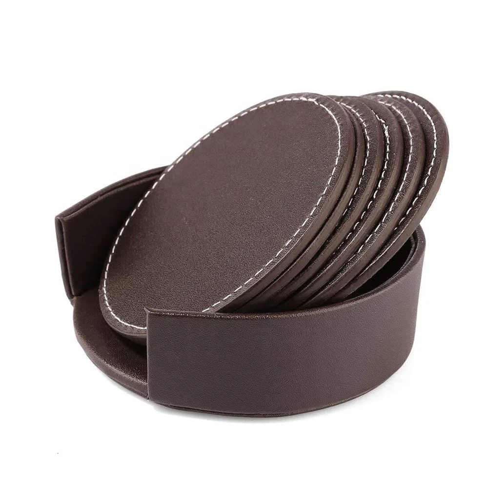 

eco-friendly custom personalized pu leather coasters