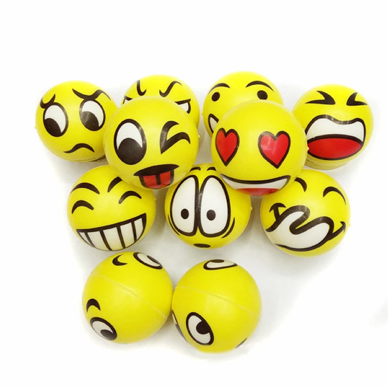 Newest Crazy Funny Face Emoji Stress Ball Pu Foam Emoji Bouncing Stress