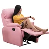 Puff Leather Pink Sofa With Reclining Headrest